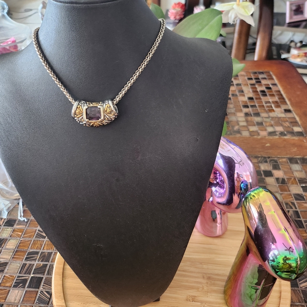 Vintage MX Golden Rhinestone Gold Tone Pendant Necklace